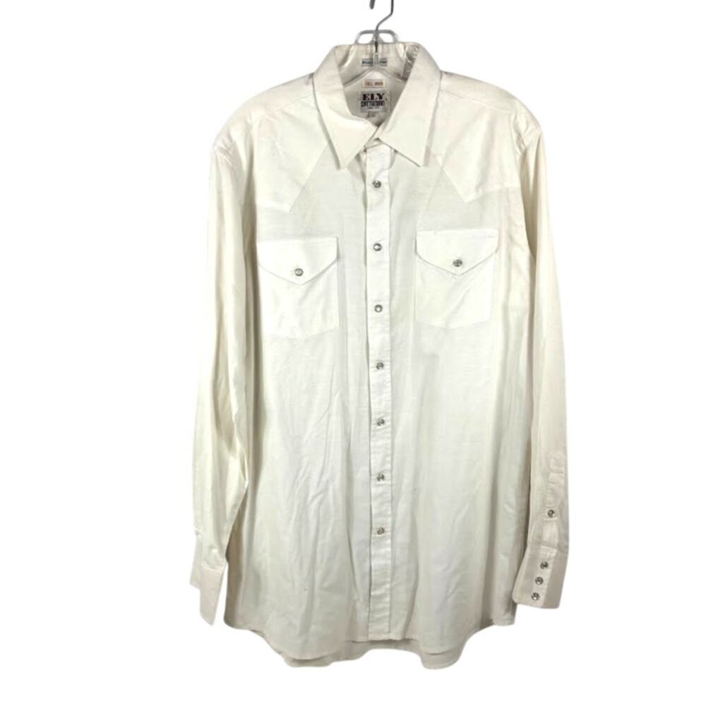 ELY CATTLEMAN XL Tall Pearl Snap Long Sleeve Man Wrinkle Resistant